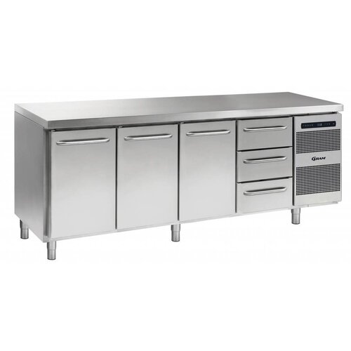 Gram Comptoir Réfrigérateur | INOX | 3 Portes + 3 Tiroirs | Gram GASTRO 07 K 2207 CSG A DL | DL | DL | 3D L2 | 2163x700x885 | 950(h)mm