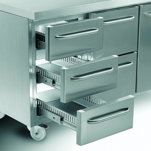 Gram Comptoir Réfrigérateur | INOX | 3 Portes + 3 Tiroirs | Gram GASTRO 07 K 2207 CSG A DL | DL | DL | 3D L2 | 2163x700x885 | 950(h)mm