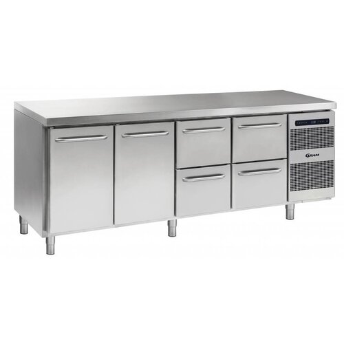Gram Comptoir Réfrigérateur | INOX | 2 Portes + 2+2 Tiroirs | Gram GASTRO 07 K 2207 CSG A DL | DL | 2D | 2D L2 | 2163x700x885 | 950(h)mm