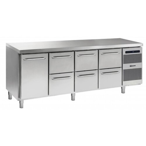 Gram Comptoir Réfrigérateur | INOX | 1 Porte + 2+2+2 Tiroirs | Gram GASTRO 07 K 2207 CSG A DL | 2D | 2D | 2D L2 | 2163x700x885 | 950(h)mm