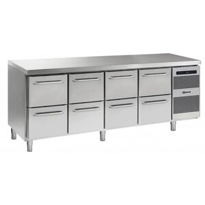 Gram Comptoir Réfrigérateur | INOX | 4x2 Tiroirs | Gram GASTRO 07 K 2207 CSG A 2D | 2D | 2D | 2D L2 | 2163x700x885 | 950(h)mm