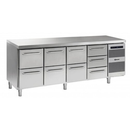 Gram Comptoir Réfrigérateur | INOX | 2+2+2+3 Tiroirs | Gram GASTRO 07 K 2207 CSG A 2D | 2D | 2D | 3D L2 | 2163x700x885 | 950(h)mm