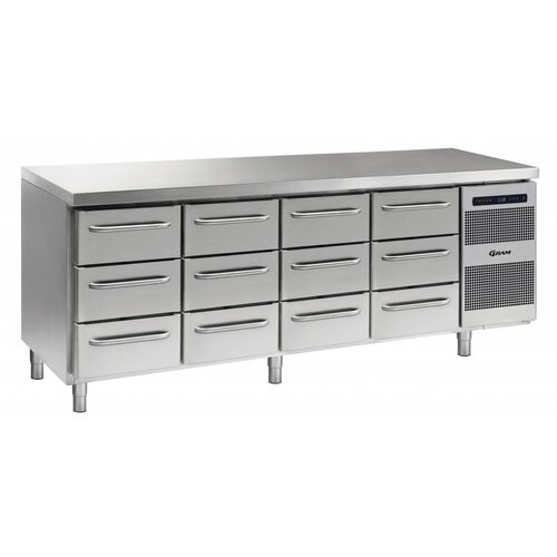 Gram Comptoir Réfrigérateur | INOX | 4x3 Tiroirs | Gram GASTRO 07 K 2207 CSG A 3D | 3D | 3D | 3D L2 | 2163x700x885 | 950(h)mm