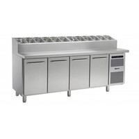 Comptoir Pizza | INOX | 4 Portes + 12 x 1 | 3 GN | Gram GASTRO 07 K 2207 CSG PT DL | DL | DL | DR L2 | 2163x800x1131 | 1196(h)mm