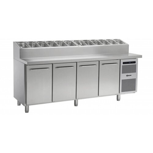 Gram Comptoir Pizza | INOX | 4 Portes + 12 x 1 | 3 GN | Gram GASTRO 07 K 2207 CSG PT DL | DL | DL | DR L2 | 2163x800x1131 | 1196(h)mm