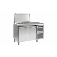 Saladette | INOX | 2 Portes + 4 x 1 | 3 GN | Gram GASTRO 07 K 1407 CSG SL DL | DR L2 | 1289x700x885 | 950(h)mm