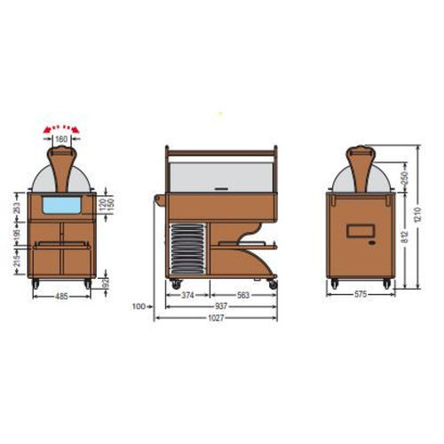 Diamond Chariot Réfrigéré pour Crèmes Glacées | -2/-14 C° C | Bois Massif | 1027x575x(h)1210mm