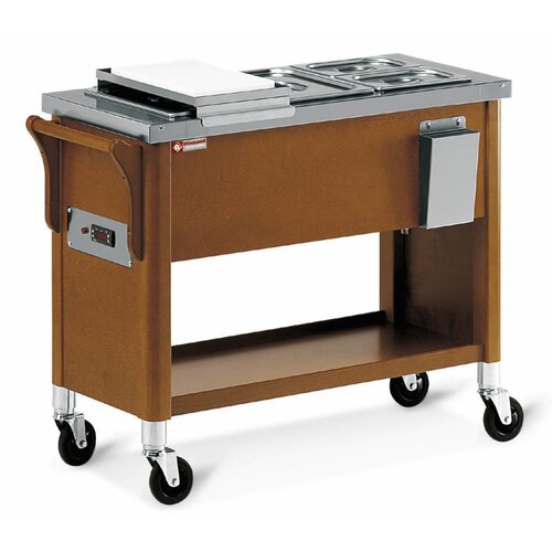 Diamond Chariot en Bois | 3x GN 1/2 | Bac Bain-Marie| 4 Roulettes | 230V/1,95kW | 1040x400x870(h)mm Diamond Chariot en Bois | 3x GN 1/2 | Bac Bain-Marie| 4 Roulettes | 230V/1,95kW | 1040x400x870(h)mm