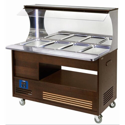 Diamond Buffet Chauffant Mural | Bain Marie | 4x GN1/1-150mm |Bois Wengé