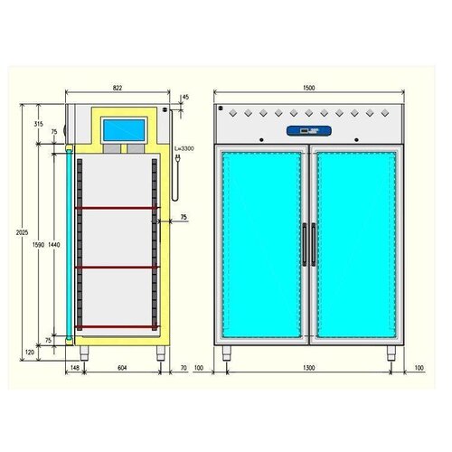 Diamond Congélateur Portes Vitrées | 1400 Litres | 3x GN2/1 | 1540x820x2025(h)mm