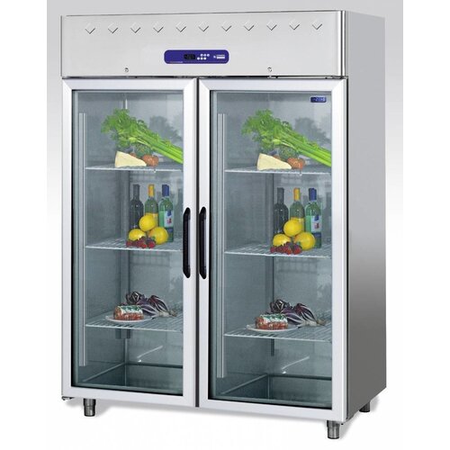 Diamond Armoire Frigorifique | 1400 Litres | Ventilée | 2 Portes Vitrées | GN 2/1 | 1540x820x2025(h)mm