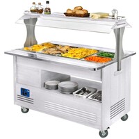 Buffet Chauffant | Bain Marie | 4x GN 1/1-150mm | Bois Blanc