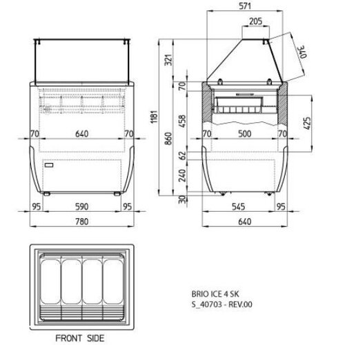 Diamond Comptoir Présentoir pour Crème Glacée | pour 4 Glacières | 170 litres | 780x640xh1185mm