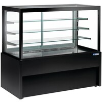 Comptoir Vitrine Panoramique Ventilé | 4 niveaux | 780x(h)1380mm | Noir | 3 Largeurs disponibles