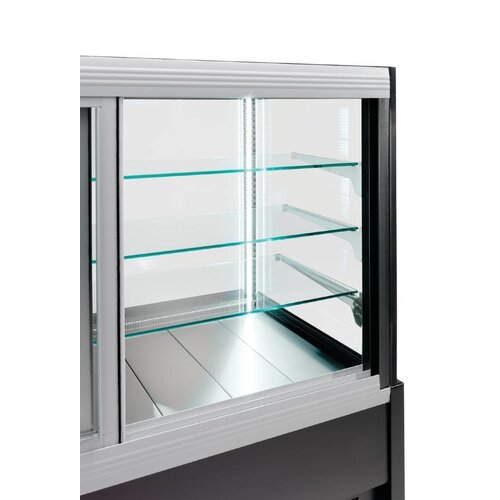 Diamond Comptoir Vitrine Panoramique Ventilé | 4 niveaux | 780x(h)1380mm | Noir | 3 Largeurs disponibles