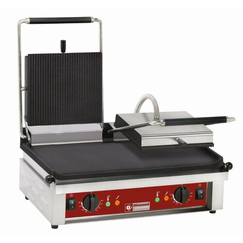 Diamond Contact-grill Double | Emaillée / Lisse| 600x385x(h)220mm | 4Kw