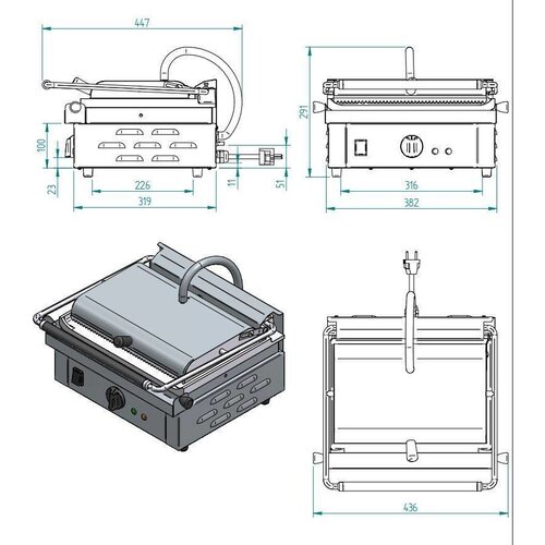 Diamond Contact-grill | Emaillée / Lisse| 430x385x(h)220mm | 3 Kw Diamond Contact-grill | Emaillée / Lisse| 430x385x(h)220mm | 3 Kw