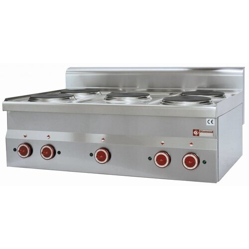Diamond Cuisinière | Electrique | INOX | 2 kw | 5 Plaques | de Table | 400V | 180 mm