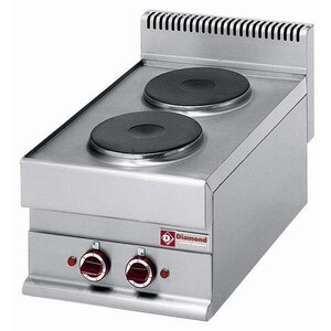 Diamond Cuisinière | Electrique | INOX | 2,4 Kw | 2 Plaques 220 mm | de Table | 400V