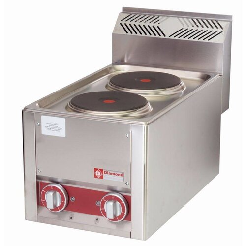 Diamond Cuisinière | Electrique | 2 Plaques | de Table | INOX | 2x 2 kW