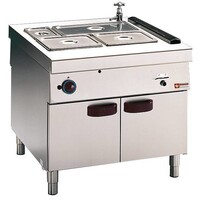 Bain-Marie | Gaz | 2x GN 1/1 + 2x GN 1/3 | Support Ouvert "Traversant Central" 6kW | 900x1100x(h)850mm