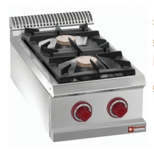 Diamond Cuisinière Gaz | de Table | 2 Feux Vifs | 400x700(730)x250/320(h)mm