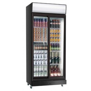 Exquisit Vitrine Réfrigérée Noir | Portes Coulissantes | 800L | 1010x660x2000(h)mm