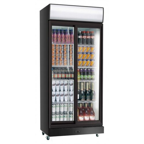 Exquisit Vitrine Réfrigérée Noir | Portes Coulissantes | 800L | 1010x660x2000(h)mm