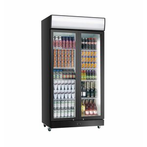 Exquisit Vitrine Réfrigérée Noir | Porte Battante | Eclairage LED | 1000 Litres | 1200x690x2000(h)mm
