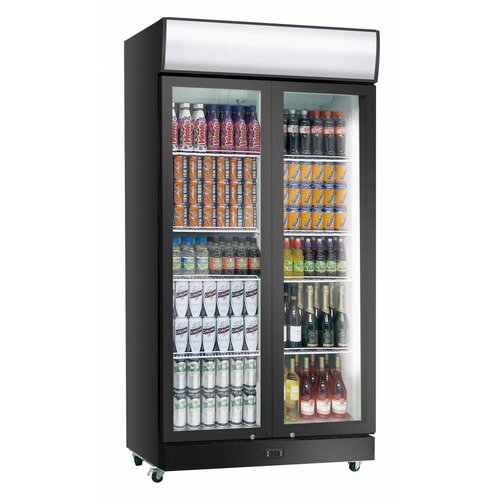 Exquisit Vitrine Réfrigérée Noir | Porte Battante | Eclairage LED | 1000 Litres | 1200x690x2000(h)mm