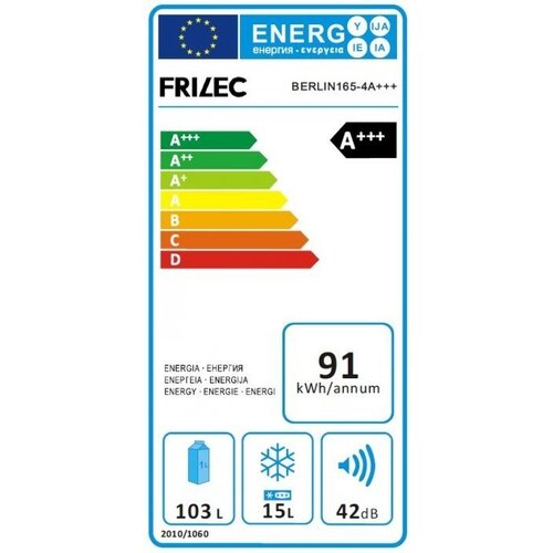 Frilec Réfrigérateur Frilec Blanc A+++  | 103 Litres | avec Surgélateur 15L | 550x580x850(h)mm