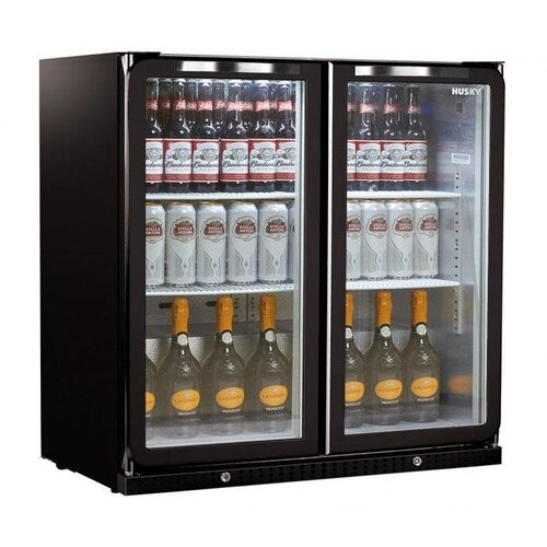 Husky Arrière-Bar | Portes Doubles | Noir | Subzero | 180L | Eclairage LED | 865x495x865(h)mm