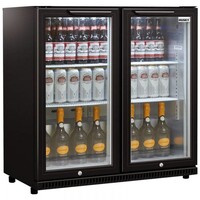 Arrière-Bar | Portes Doubles | Noir | 186L | Eclairage LED | 865x520x865(h)mm