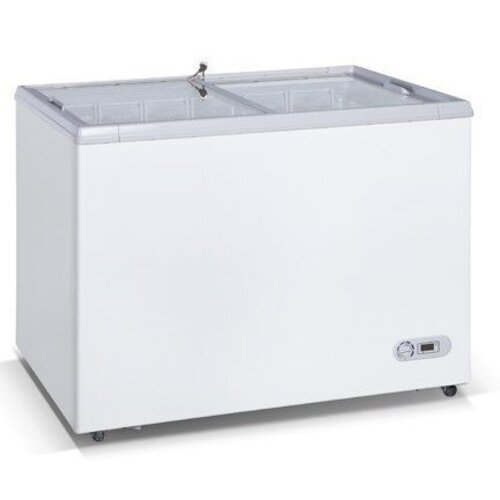 Exquisit Réfrigérateur / Congélateur | Blanc | 300L | -20°C à +5°C | Vitre Coulissante | 1080x680x832(h)mm