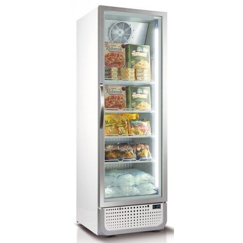 Husky Congélateur | Porte Vitrée | 378L | Blanc / Argent | Eclairage LED | R290a | 650x719x1985(h)mm