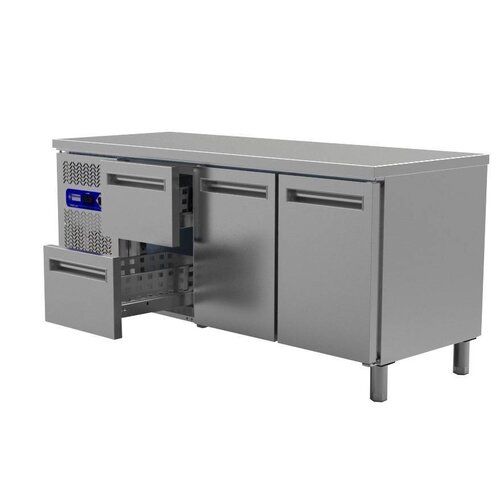 Diamond  Comptoir Réfrigérée | 2 Portes + 2 tiroirs| 200x60x(h)88cm | 395 Litres
