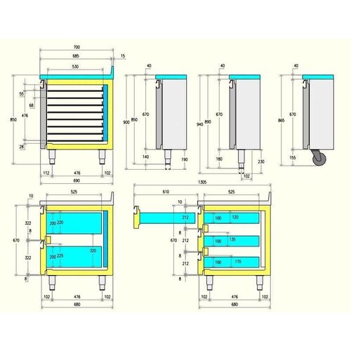 Diamond Comptoir Réfrigéré | 4 Tiroirs | GN 1/1 | 260 Litres | 1362x700x(h)880/900mm Diamond Comptoir Réfrigéré | 4 Tiroirs | GN 1/1 | 260 Litres | 1362x700x(h)880/900mm