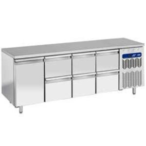 Diamond Comptoir Réfrigéré | Inox | 1 Porte + 6 Tiroirs | 550 Litres | 256x700x(h)880/900mm