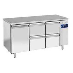 Diamond Comptoir Réfrigéré Inox | 1 Porte et 4 Tiroirs | 1596x700x(h)880/900mm | DELUXE