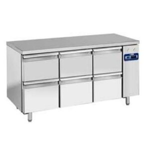 Diamond Comptoir Réfrigéré Inox | 6 Tiroirs | 1596x700x(h)880/900mm | DELUXE