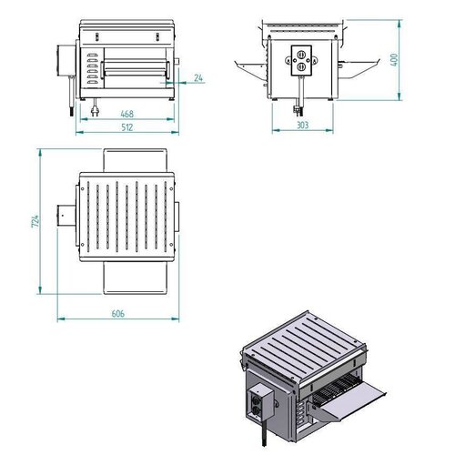 Diamond Four convoyeur L300 mm (H 110) au quartz "S-POWER" | 470x720x(H)385mm | 3000W
