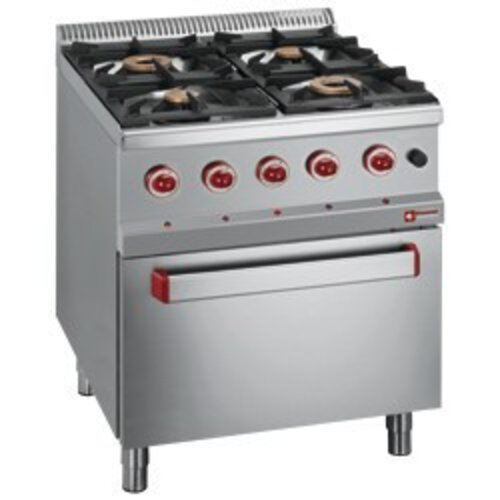Diamond Fourneau à gaz | 4 Feux | 3,5 et 6kW | avec four gaz GN 2/1 | 700x700x(h)850/920mm