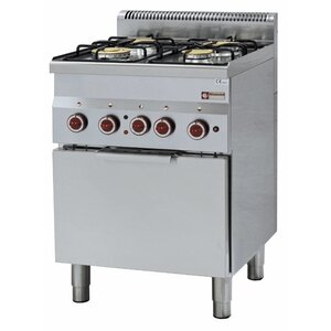 Diamond Fourneau à gaz | 4 Feux | 3,3 et 3,6kW | avec four convection électrique GN 2/3 | 600x600x(h)850/970mm