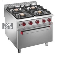 Fourneau à gaz | 4 Feux | 400V | 3,2 et 5,5 et 7kW | four électrique GN 2/1 | 800x900x(h)850/920mm