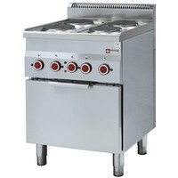 Fourneau et four convection électrique GN 2/3| 4 plaques | 400V | 12kW | 600x600x(h)850/970mm