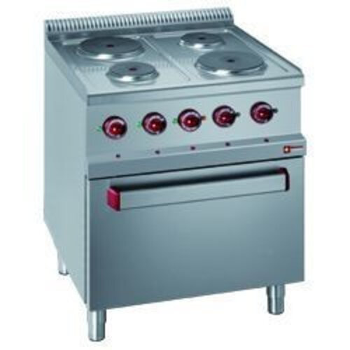 Diamond Fourneau 4 plaques rondes avec four GN 2/1 et grill électrique |400V | 1,5 et 2,6kW | 700x700x(h)850/1000mm