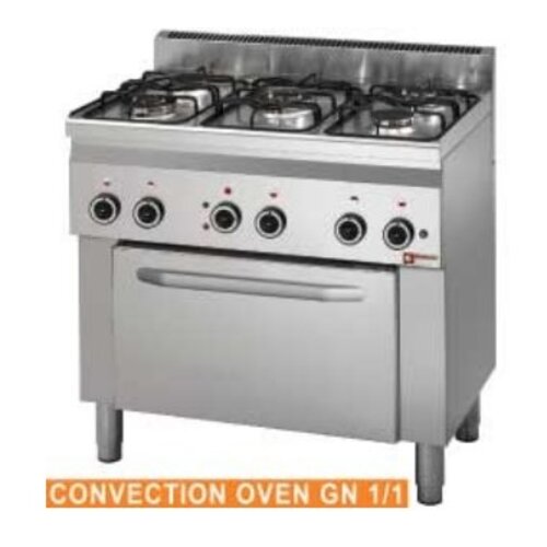 Diamond Fourneau 5 Feux Gaz | Four à Convection Electrique | 4x GN 1/1 | 230V | avec Eclairage Intérieur | 900x600x850(h)mm