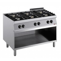Fourneau électrique | 6 Feux | 5,5kW | Soubassement ouverte | 1200x700x(h)850/920mm