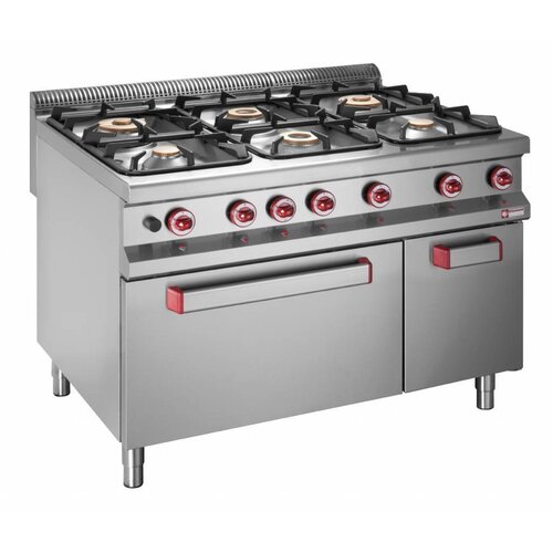 Diamond Fourneau gaz | 6 Feux | 3,2 et 5,5 et 7kW |  four gaz GN 2/1 | armoire neutre fermée | 1200x900x(h)850/920mm