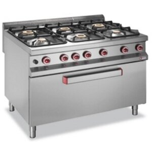 Diamond Fourneau gaz | 6 Feux | 3,2 et 5,5 et 7kW | MAXI four gaz | armoire neutre | 1200x900x(h)850/920mm